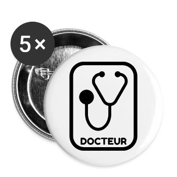 docteur / médecin / hôpital / médecine - Lot de 5 grands badges (56 mm) - blanc - Devant
