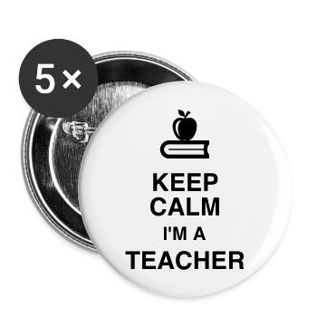 Lehrer / Professor / Schule / Lehrerin / Kind - Buttons groß 56 mm (5er Pack) - Weiß - Vorne