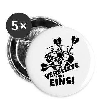 dart dartscheibe humor - Buttons groß 56 mm (5er Pack) - Weiß - Vorne