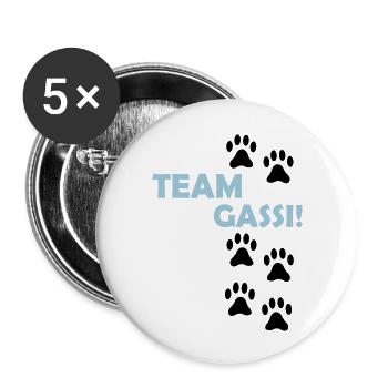 (team_gassi_02) - Buttons groß 56 mm (5er Pack) - Weiß - Vorne