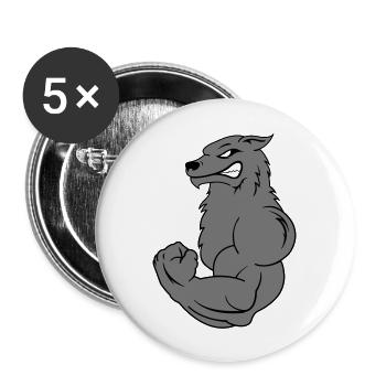 strong_wolf_2 - Lot de 5 grands badges (56 mm) - blanc - Devant