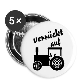 verrückt auf Traktor / Traktor - Buttons groß 56 mm (5er Pack) - Weiß - Vorne