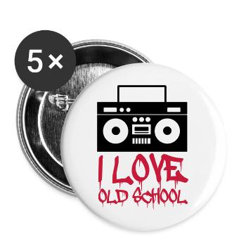 i_love_old_school_02 - Buttons large 2.2''/56 mm (5-pack) - white - Front