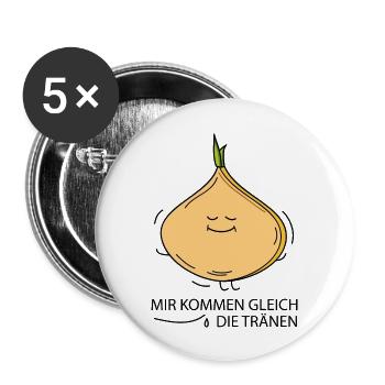 Lustige Zwiebel - Buttons groß 56 mm (5er Pack) - Weiß - Vorne
