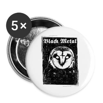 Black Metal Owl - Buttons large 2.2''/56 mm (5-pack) - white - Front