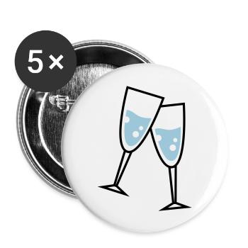 glas sekt - Buttons groß 56 mm (5er Pack) - Weiß - Vorne