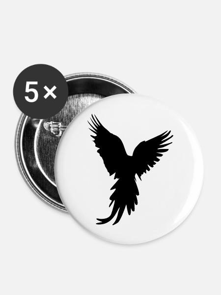 bird silhouette - Buttons groß 56 mm (5er Pack) - Weiß