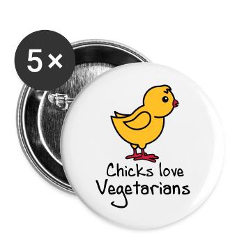 vegetarians - Buttons large 2.2''/56 mm (5-pack) - white - Front
