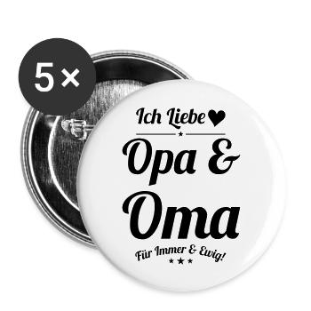 ich liebe oma und opa - Buttons groß 56 mm (5er Pack) - Weiß - Vorne