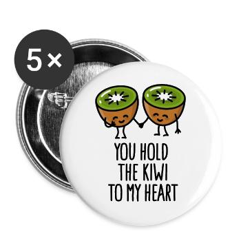 You hold the kiwi to my heart Kawaii mignonne coup - Lot de 5 grands badges (56 mm) - blanc - Devant