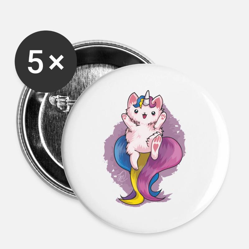 Kitty Katacorn is Happy - Buttons large 2.2''/56 mm (5-pack) - white