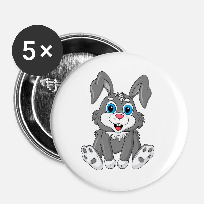 Sweet Rabbit Blue Eyes - Buttons large 2.2''/56 mm (5-pack) - white