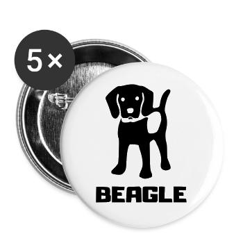beagle - Lot de 5 grands badges (56 mm) - blanc - Devant