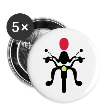 motard - Lot de 5 grands badges (56 mm) - blanc - Devant