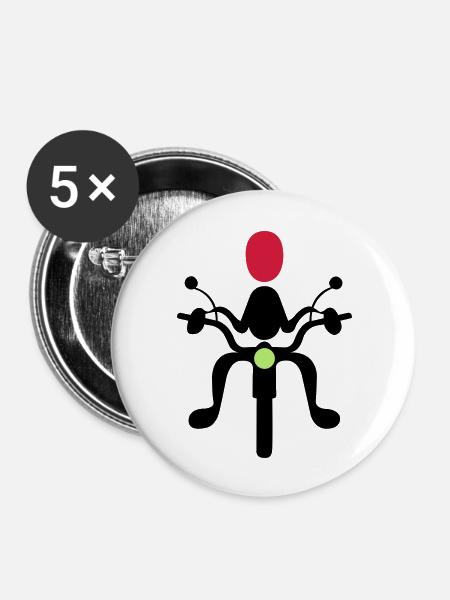 motorcyclist - Buttons large 2.2''/56 mm (5-pack) - white