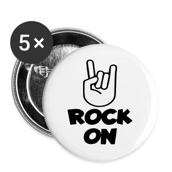Rock on musicien, bassiste, mélomane 001 - Lot de 5 grands badges (56 mm) - blanc - Devant