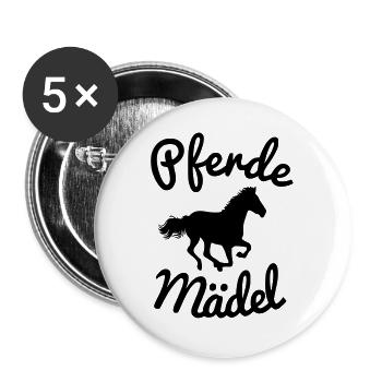 Pferde Mädel - Buttons groß 56 mm (5er Pack) - Weiß - Vorne