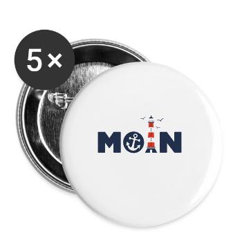 Moin - Buttons groß 56 mm (5er Pack) - Weiß - Vorne