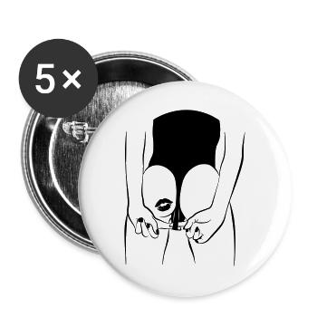 PopArt Frau - Buttons groß 56 mm (5er Pack) - Weiß - Vorne