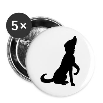 Hund Hund - Buttons groß 56 mm (5er Pack) - Weiß - Vorne