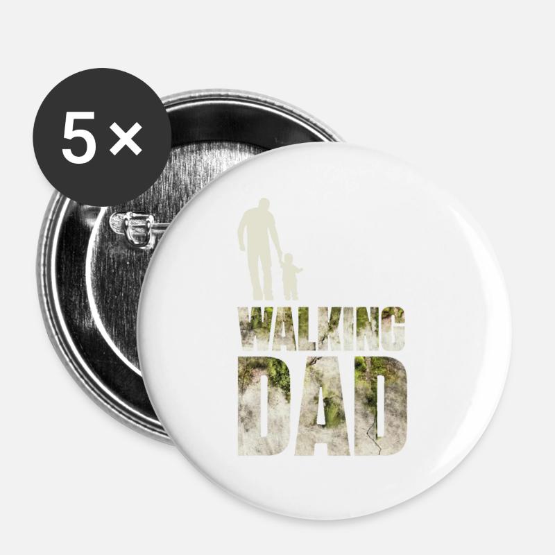 The walking dad - Buttons large 2.2''/56 mm (5-pack) - white