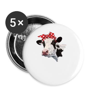 Bandana de vache - Lot de 5 grands badges (56 mm) - blanc - Devant