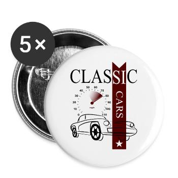 Automobile Classic Cars - Buttons large 2.2''/56 mm (5-pack) - white - Front