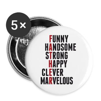 Best Dad Ever - Buttons large 2.2''/56 mm (5-pack) - white - Front