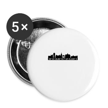 Skyline d'Emden - Lot de 5 grands badges (56 mm) - blanc - Devant