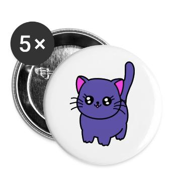 Purple cat - Buttons large 2.2''/56 mm (5-pack) - white - Front