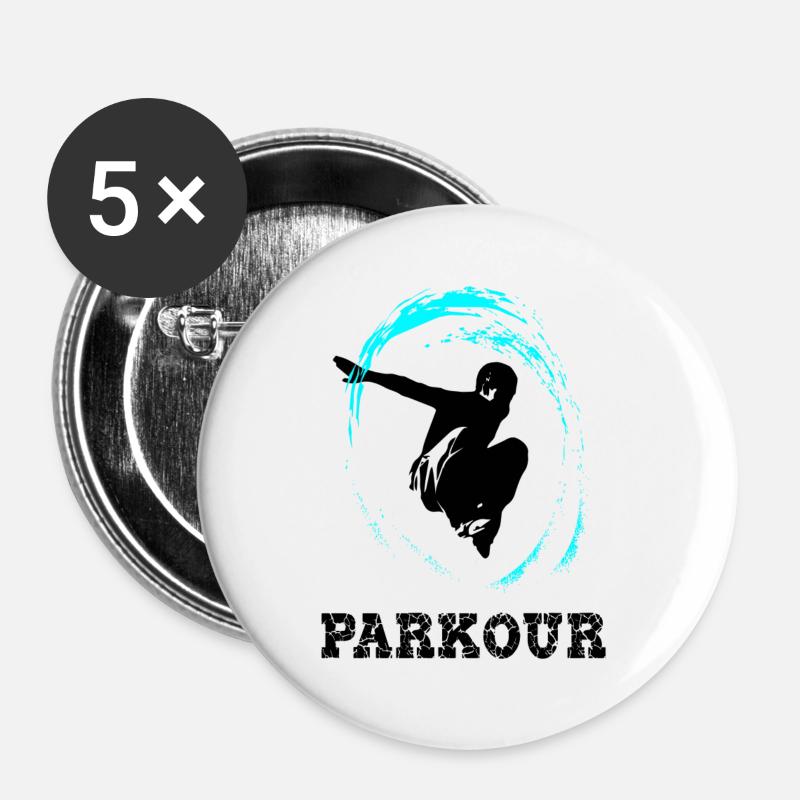 Parkour - Buttons groß 56 mm (5er Pack) - Weiß