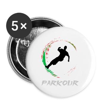 Parkour - Lot de 5 grands badges (56 mm) - blanc - Devant
