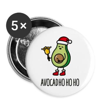 Avocat ho ho ho régime céto avocat Père Noël - Lot de 5 grands badges (56 mm) - blanc - Devant