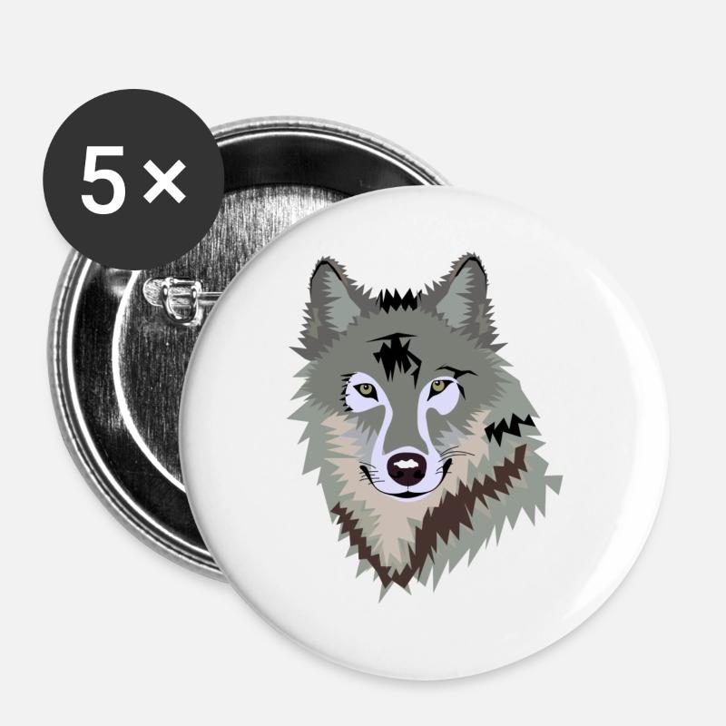 Wolf - Buttons large 2.2''/56 mm (5-pack) - white
