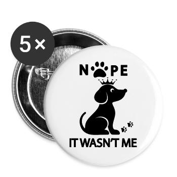 Chien chien - Lot de 5 grands badges (56 mm) - blanc - Devant