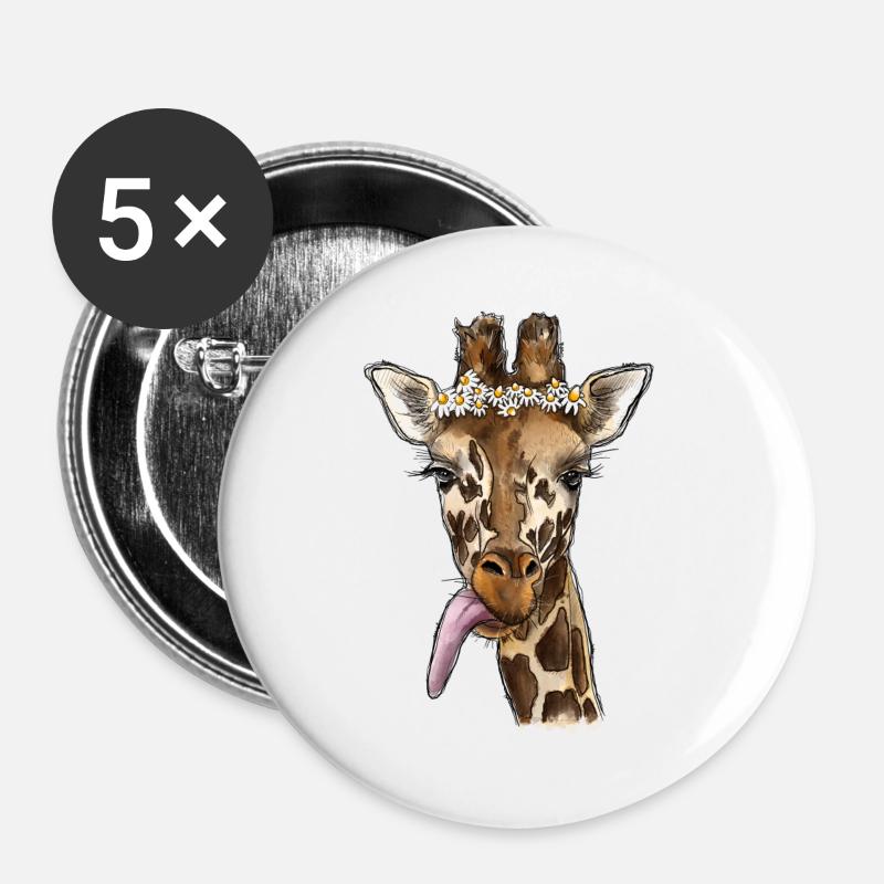 Watercolor Giraffe - Buttons large 2.2''/56 mm (5-pack) - white