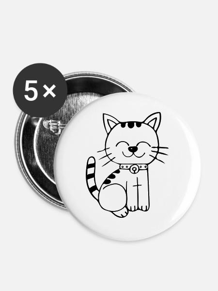 Kätzchen - Buttons groß 56 mm (5er Pack) - Weiß