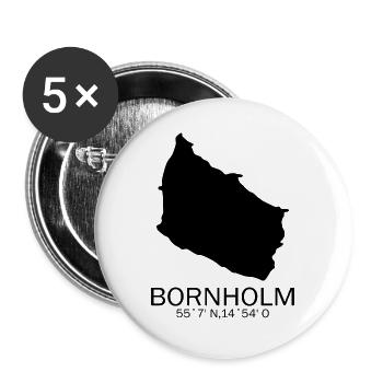 Bornholm Geschenk Dänemark Spruch Nord - Buttons groß 56 mm (5er Pack) - Weiß - Vorne
