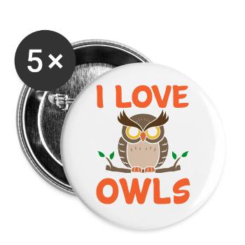owl - Buttons large 2.2''/56 mm (5-pack) - white - Front