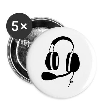 headset Flugzeug Pilot Flieger Ultaleichtflugzeug - Buttons groß 56 mm (5er Pack) - Weiß - Vorne