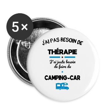 Pas besoin de thérapie besoin camping-car - Lot de 5 grands badges (56 mm) - blanc - Devant