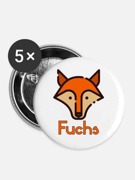 Fuchs - Buttons groß 56 mm (5er Pack) - Weiß