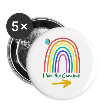 Ich liebe den Camino - Buttons groß 56 mm (5er Pack) - Weiß - Vorne