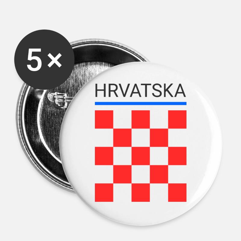 Hrvatska - Buttons groß 56 mm (5er Pack) - Weiß