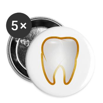 Ein Zahn im goldenen Rahmen Goldzahn Style - Buttons groß 56 mm (5er Pack) - Weiß - Vorne