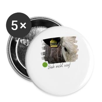 Vache : Ne regarde pas! - Lot de 5 grands badges (56 mm) - blanc - Devant