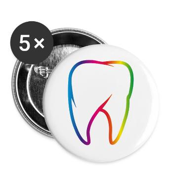 bright colorful rainbow tooth - Buttons large 2.2''/56 mm (5-pack) - white - Front