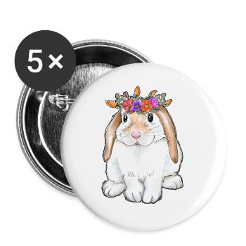Easter Day Rabbit - Buttons large 2.2''/56 mm (5-pack) - white - Front
