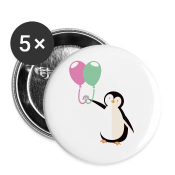 Süßer Pinguin mit Luftballon - Buttons groß 56 mm (5er Pack) - Weiß - Vorne