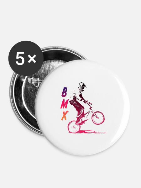 bmx rasse - Buttons groß 56 mm (5er Pack) - Weiß